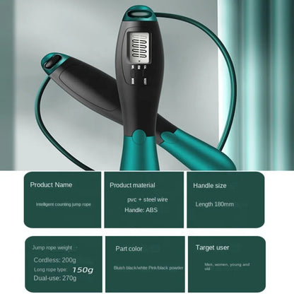 Smart Cordless Jump Rope with LCD Counter - Electronic Fitness Skipping Rope for Gym & Crossfit Training