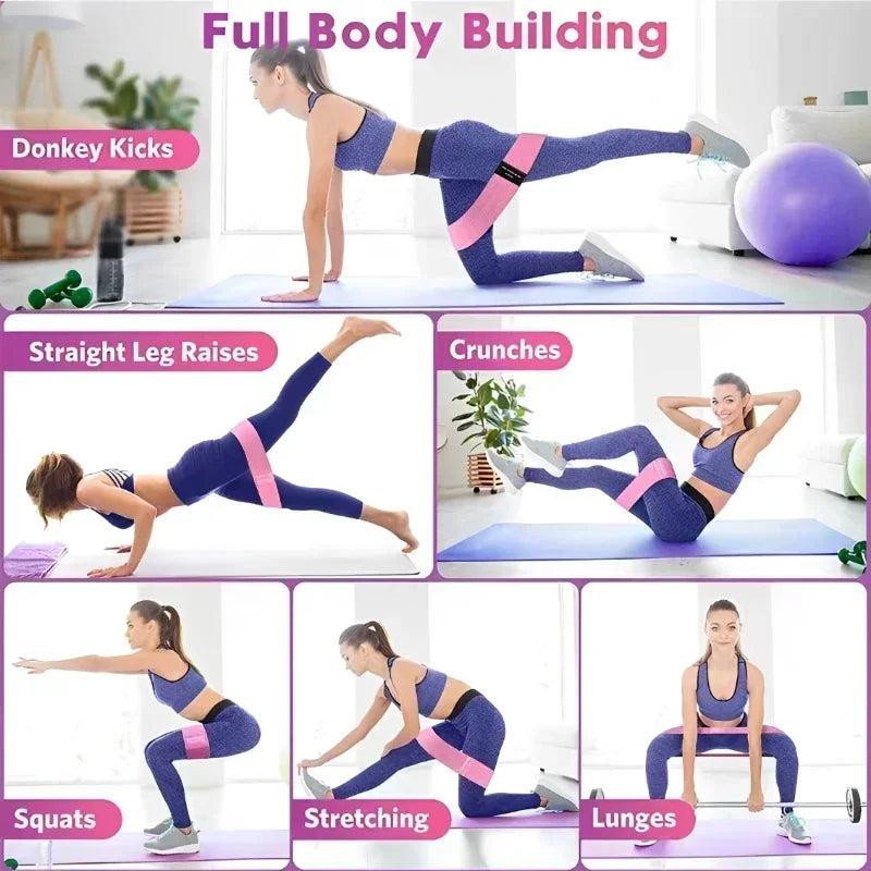 Fabric Resistance Booty Bands - Hip & Glute Workout Loop Set (3 Pieces)