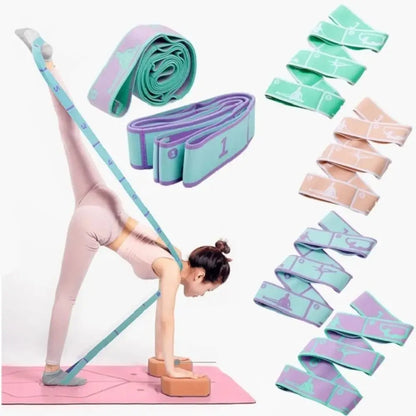 Elastic Yoga Stretching Belt - Dance Resistance Band for Pilates Exercise & Fitness Training