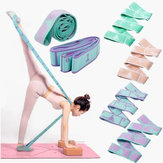 Elastic Yoga Stretching Belt - Dance Resistance Band for Pilates Exercise & Fitness Training